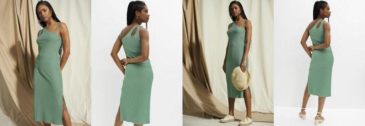 Vestido Verde Claro em Ribana Canelada