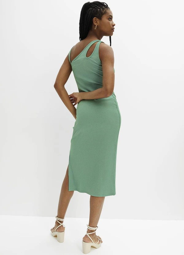 bonprix - Vestido Verde Claro em Ribana Canelada 1