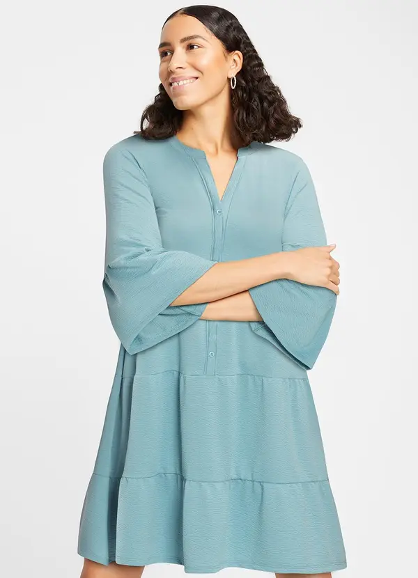 bonprix - Vestido Verde em Malha Texturizada