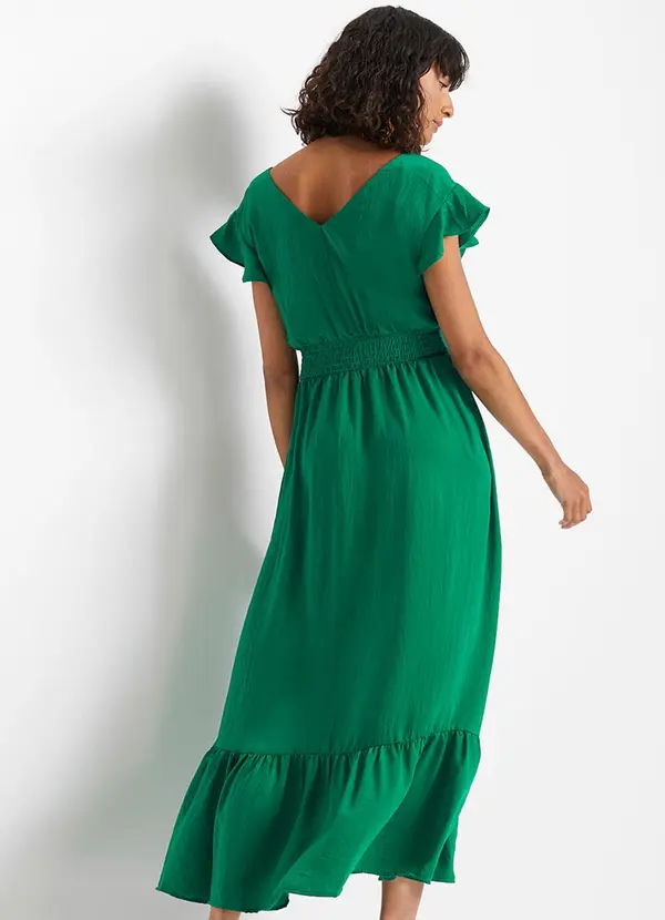 bonprix - Vestido Verde em Viscose Plana 2