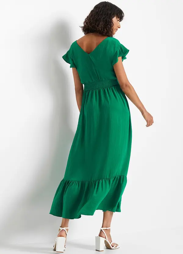 bonprix - Vestido Verde em Viscose Plana 4