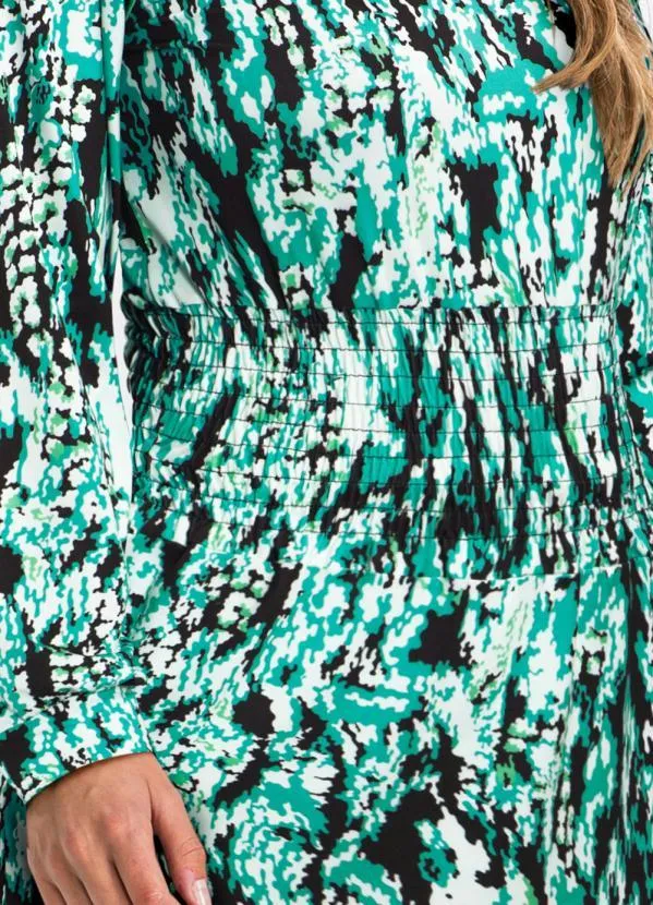 bonprix - Vestido Alongado Abstrato Verde 3