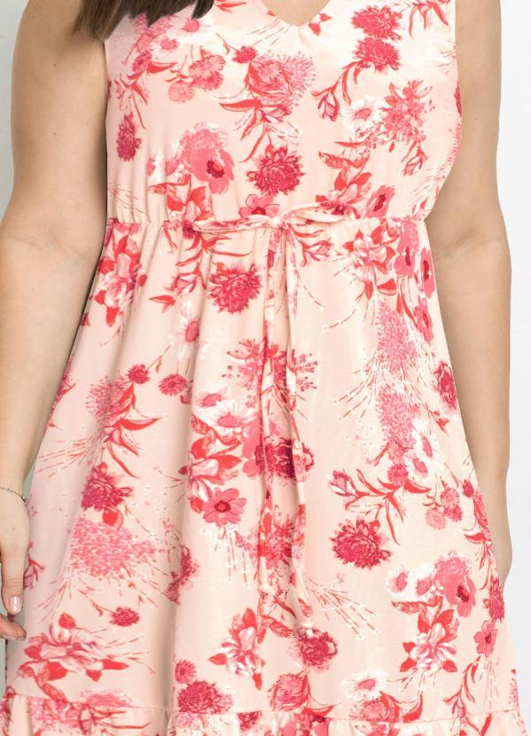 bonprix - Vestido Alongado com Amarração Floral Rosa 6