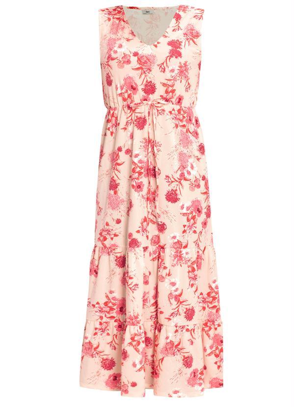 bonprix - Vestido Alongado com Amarração Floral Rosa 7