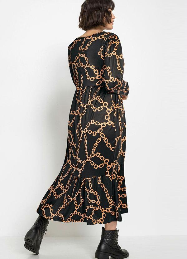 Queima Estoque - Vestido Amplo Estampado Preto 2
