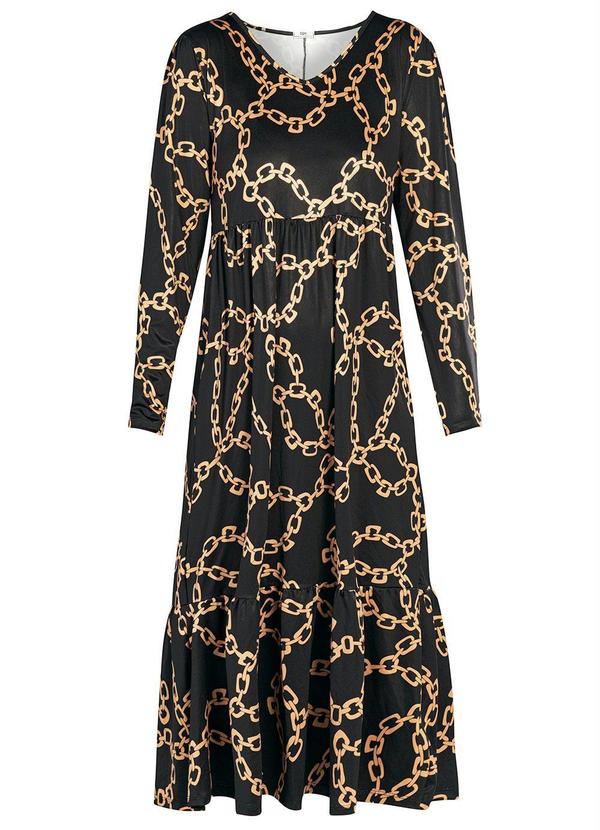 Queima Estoque - Vestido Amplo Estampado Preto 3