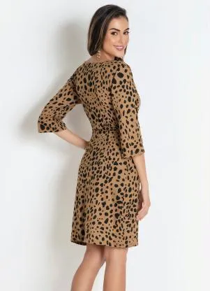 Moda Pop - Vestido Bege com Amarração na Cintura - MODA POP