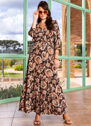 Quintess - Vestido Cashmere em Malha de Viscose - QUINTESS