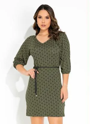 Vestido (Correntes Verde) com Cinto Rovitex - ROVITEX