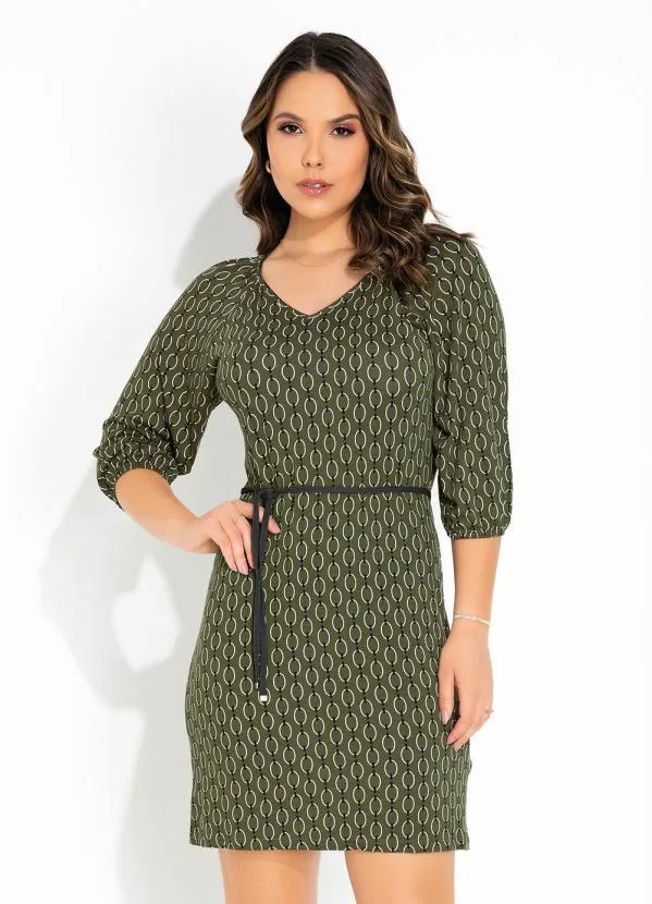 Rovitex - Vestido Correntes Verde com Cinto Rovitex
