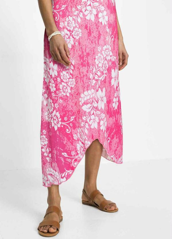 Outlet - Vestido de Alça com Amarração Floral Rosa 4