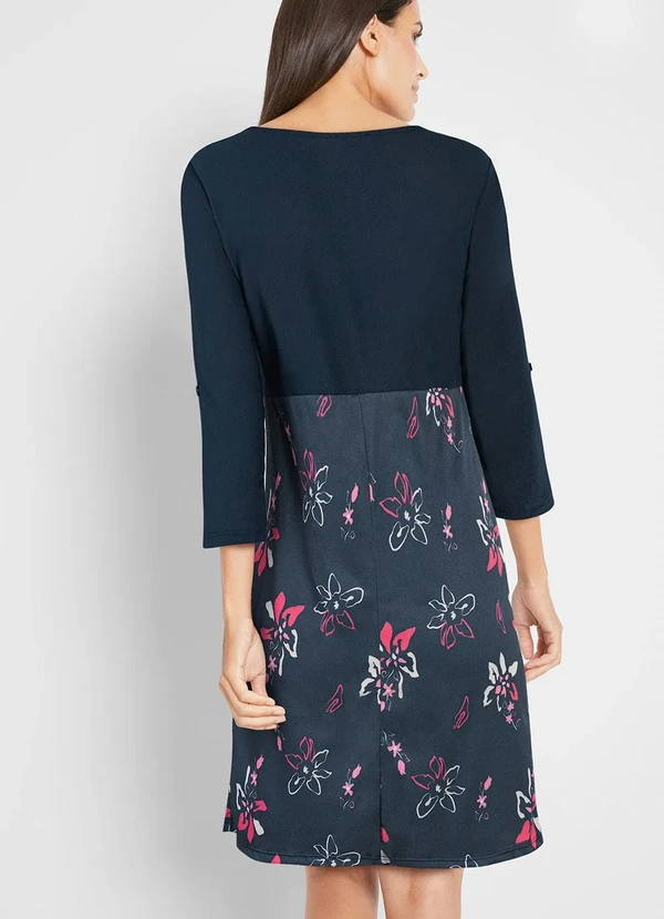 Queima Estoque - Vestido Decote Redondo Estampado Floral Line 5