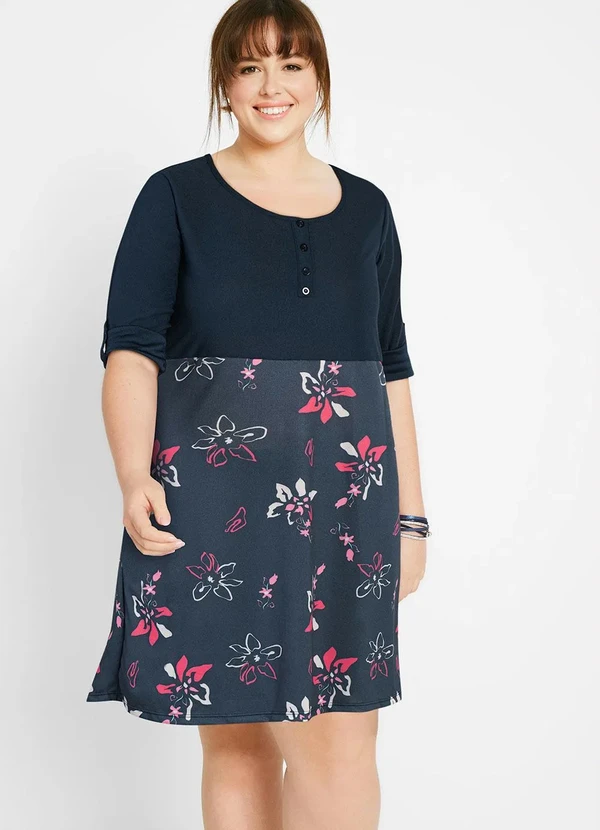 Queima Estoque - Vestido Decote Redondo Estampado Floral Line 4