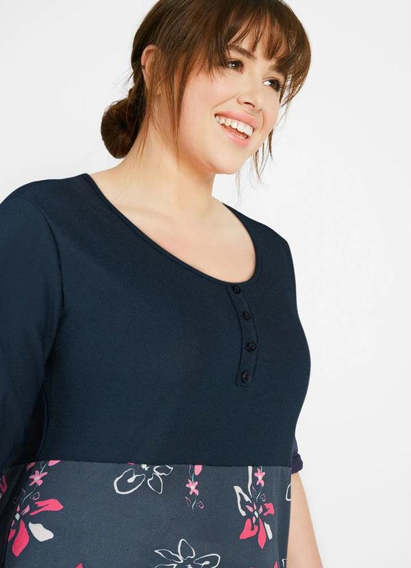 Outlet - Vestido Decote Redondo Estampado Floral Line 2