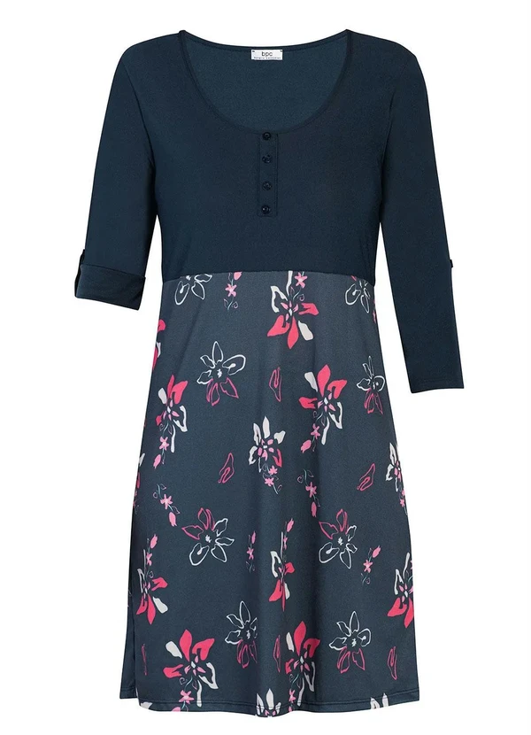 Queima Estoque - Vestido Decote Redondo Estampado Floral Line 1