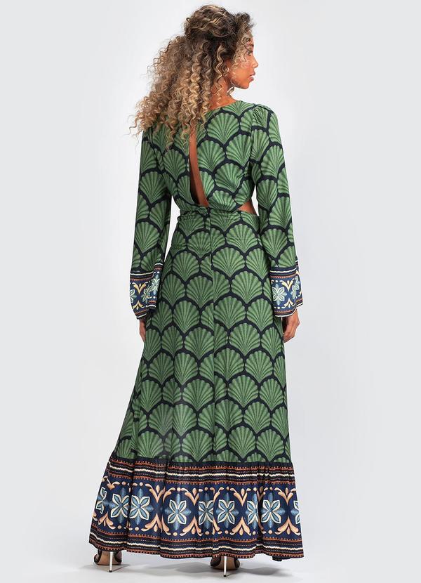 Farm - Vestido em Viscose Concha Verde 2