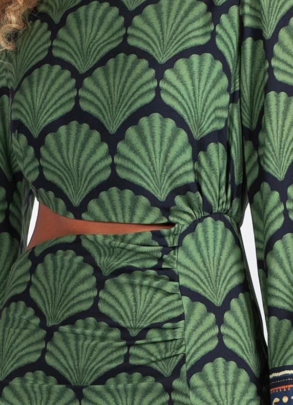 Farm - Vestido em Viscose Concha Verde 3