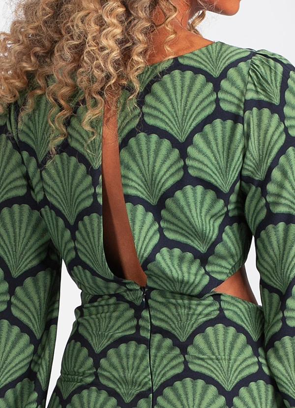 Farm - Vestido em Viscose Concha Verde 4