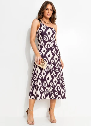 Quintess - Vestido Étnico Bicolor em Malha Fria - QUINTESS
