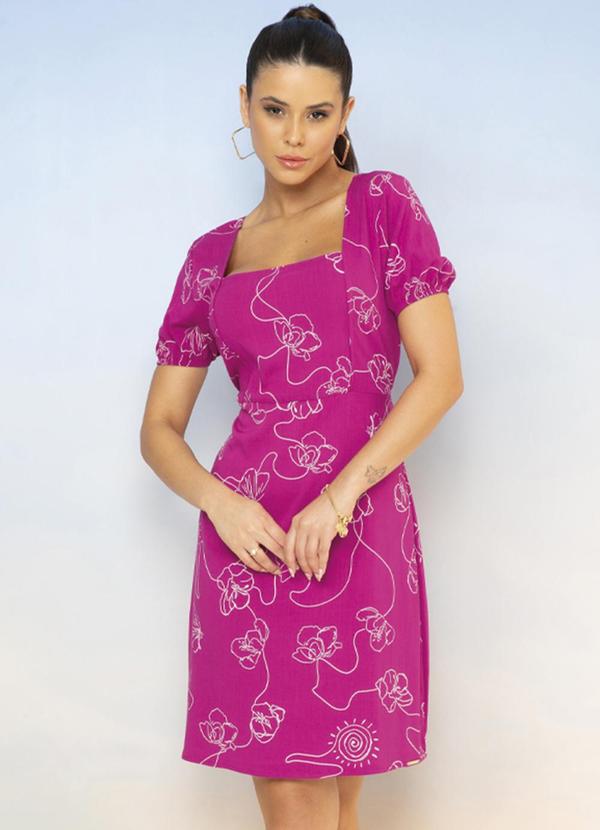 Cativa - Vestido Feminino com Estampa Rotativa Roxo