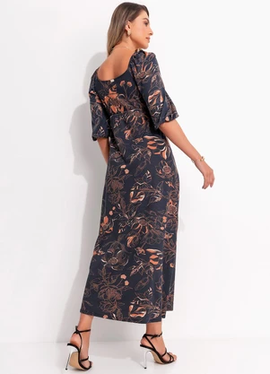 Quintess - Vestido Floral Artístico em Malha de Viscose - QUINTESS