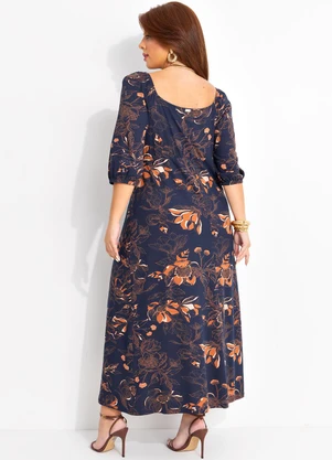 Quintess - Vestido Floral Artístico em Malha de Viscose - QUINTESS