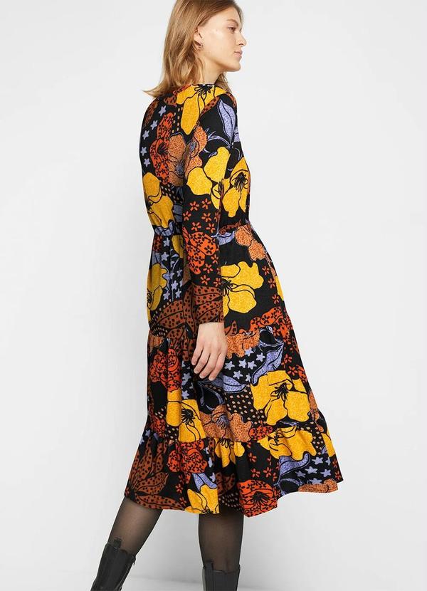 bonprix - Vestido Floral com Folhagens em Malha Crepe 4