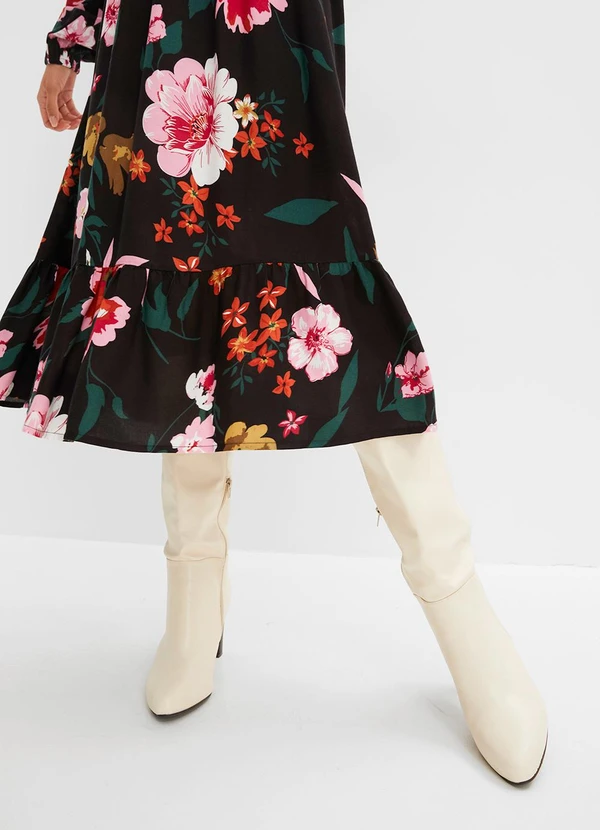 bonprix - Vestido Floral Dark em Crepe Plano 5