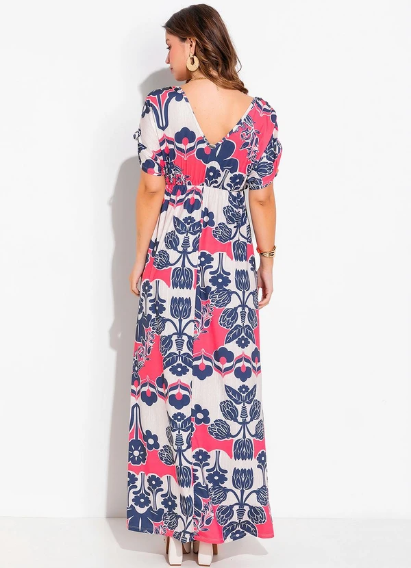 Quintess - Vestido Floral Étnico Color em Malha Fria 3