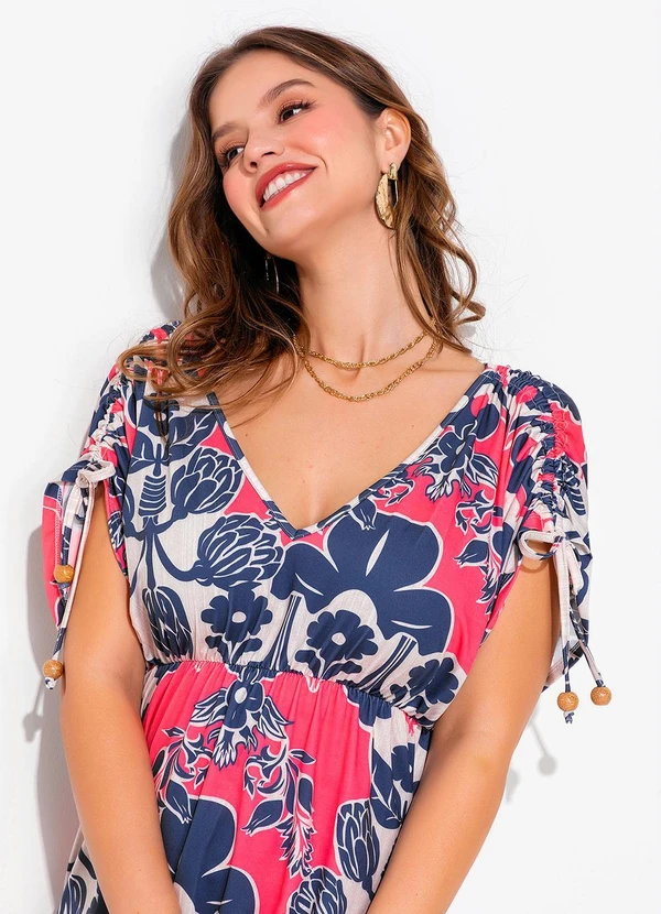 Quintess - Vestido Floral Étnico Color em Malha Fria 4