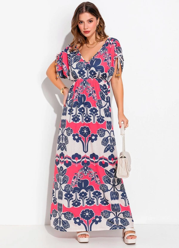 Quintess - Vestido Floral Étnico Color em Malha Fria 5