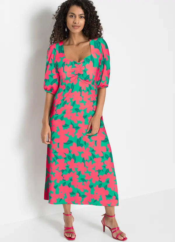 bonprix - Vestido Floral Grande em Malha Fria