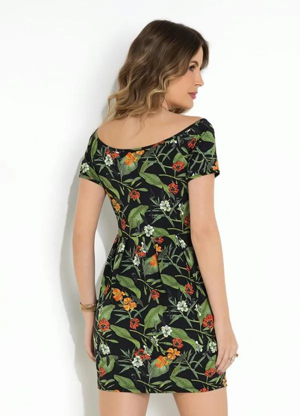 Moda Pop - Vestido Floral Preto com Pregas 2