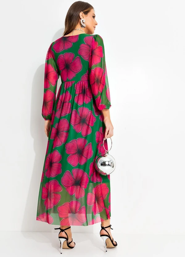 Quintess - Vestido Floral Verde em Tule 3