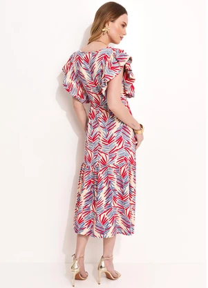 Quintess - Vestido Folhagem Artística em Malha de Viscose - QUINTESS