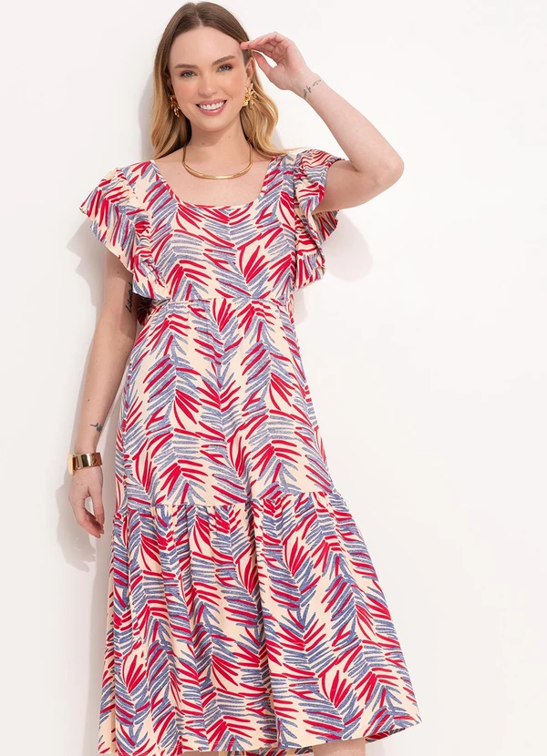 Quintess - Vestido Folhagem Artística em Malha de Viscose 3