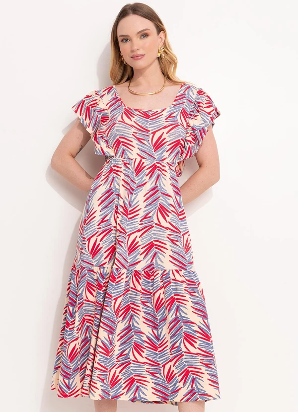 Quintess - Vestido Folhagem Artística em Malha de Viscose 2