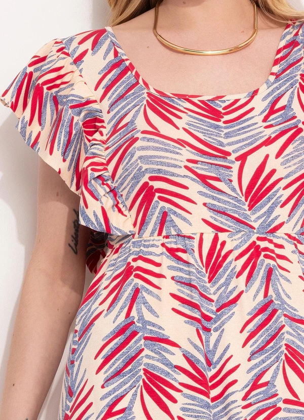 Quintess - Vestido Folhagem Artística em Malha de Viscose