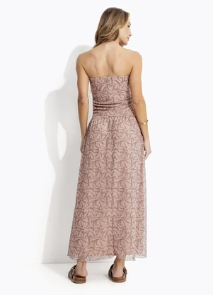 Quintess - Vestido Folhagem Marrom em Tule - QUINTESS