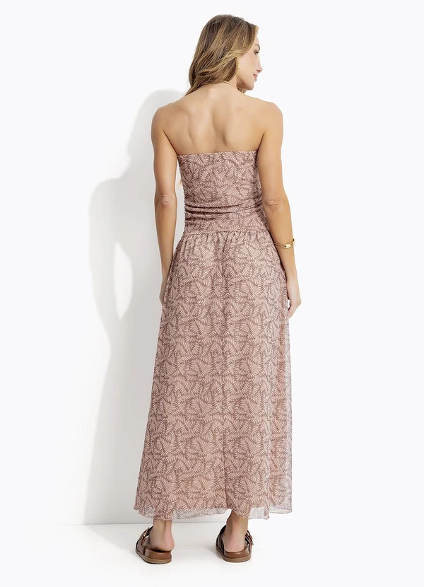 Quintess - Vestido Folhagem Marrom em Tule 2