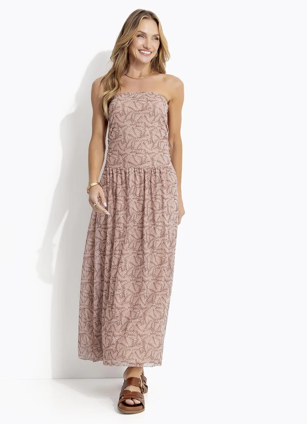 Quintess - Vestido Folhagem Marrom em Tule 5