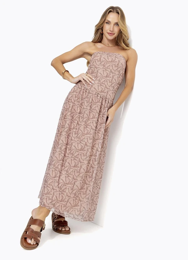 Quintess - Vestido Folhagem Marrom em Tule 6