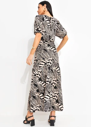 bonprix - Vestido Folhagem Neutra em Malha de Viscose - BONPRIX
