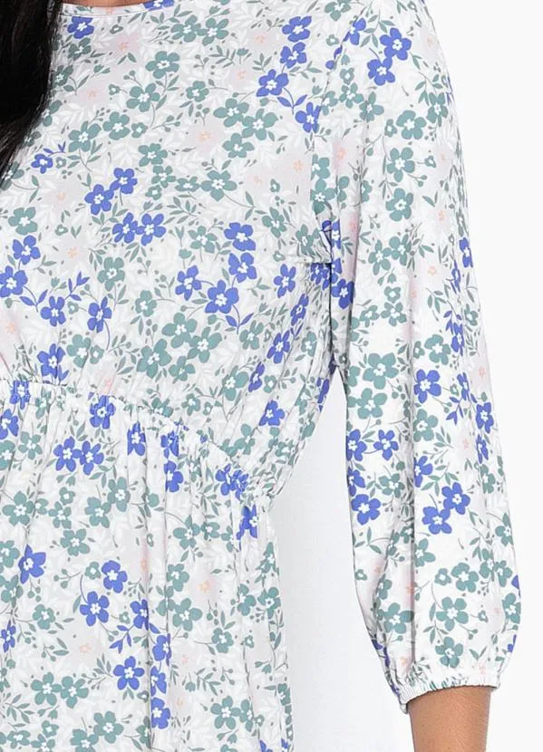 bonprix - Vestido Longuete Acinturado Floral Verde