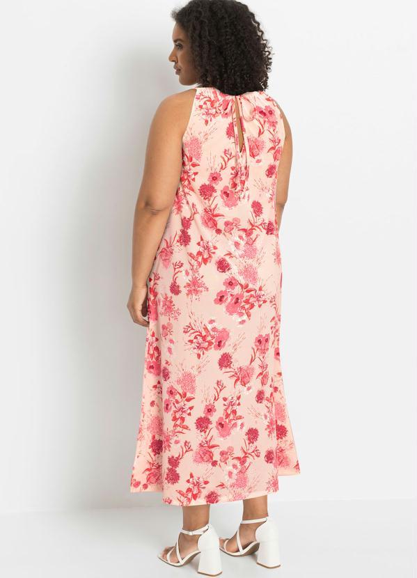 Queima Estoque - Vestido Longuete de Alcinha Floral Rosa 3