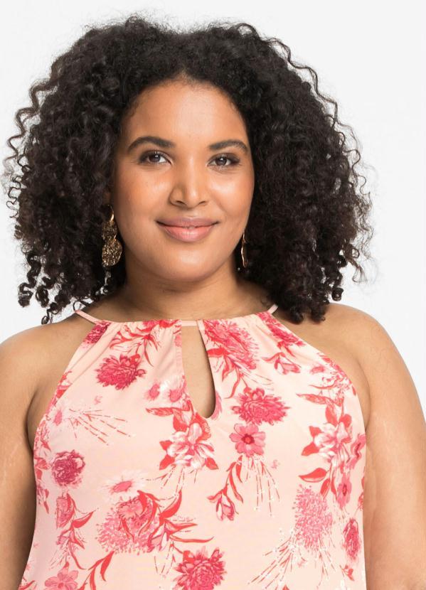 Queima Estoque - Vestido Longuete de Alcinha Floral Rosa 2