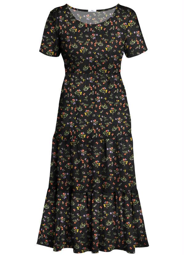 Outlet - Vestido Longuete em Camadas Floral Dark 3