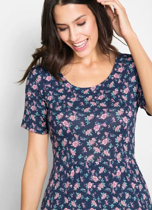 bonprix - Vestido Longuete em Camadas Floral Marinho 3