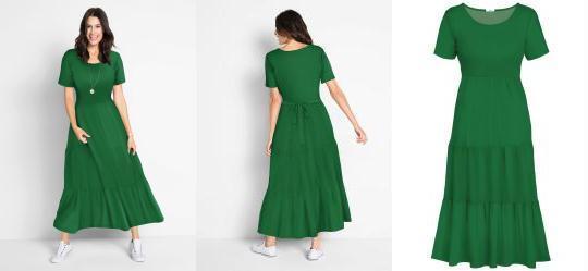 Vestido Longuete em Camadas Verde Bandeira