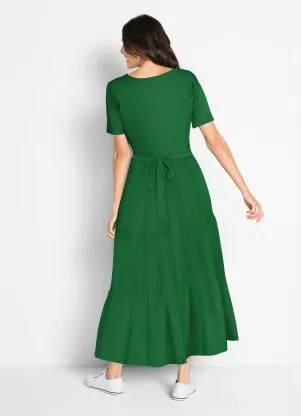 bonprix - Vestido Longuete em Camadas Verde Bandeira - BONPRIX
